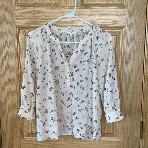 Joie Light Pink Floral 100% Silk Blouse Top Small - Picture 1 of 6